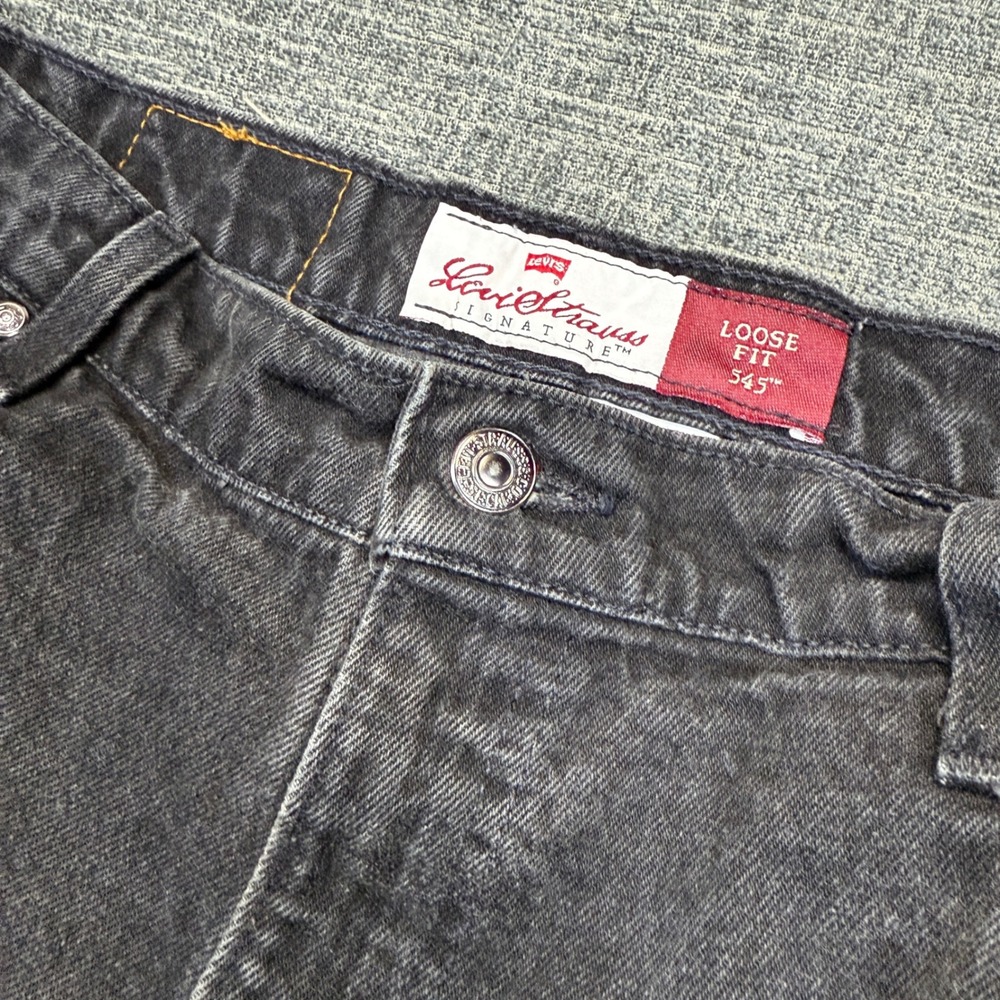 Levi Strauss Signature 545 Loose Fit Jeans Mens 38x30 Black Denim Orange Tab USA
